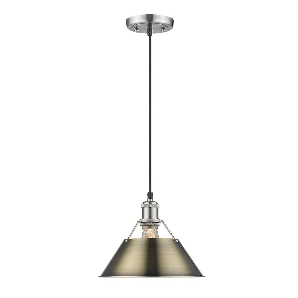 Orwell 10&#34; Wide Medium Pendant in Pewter with Aged Brass