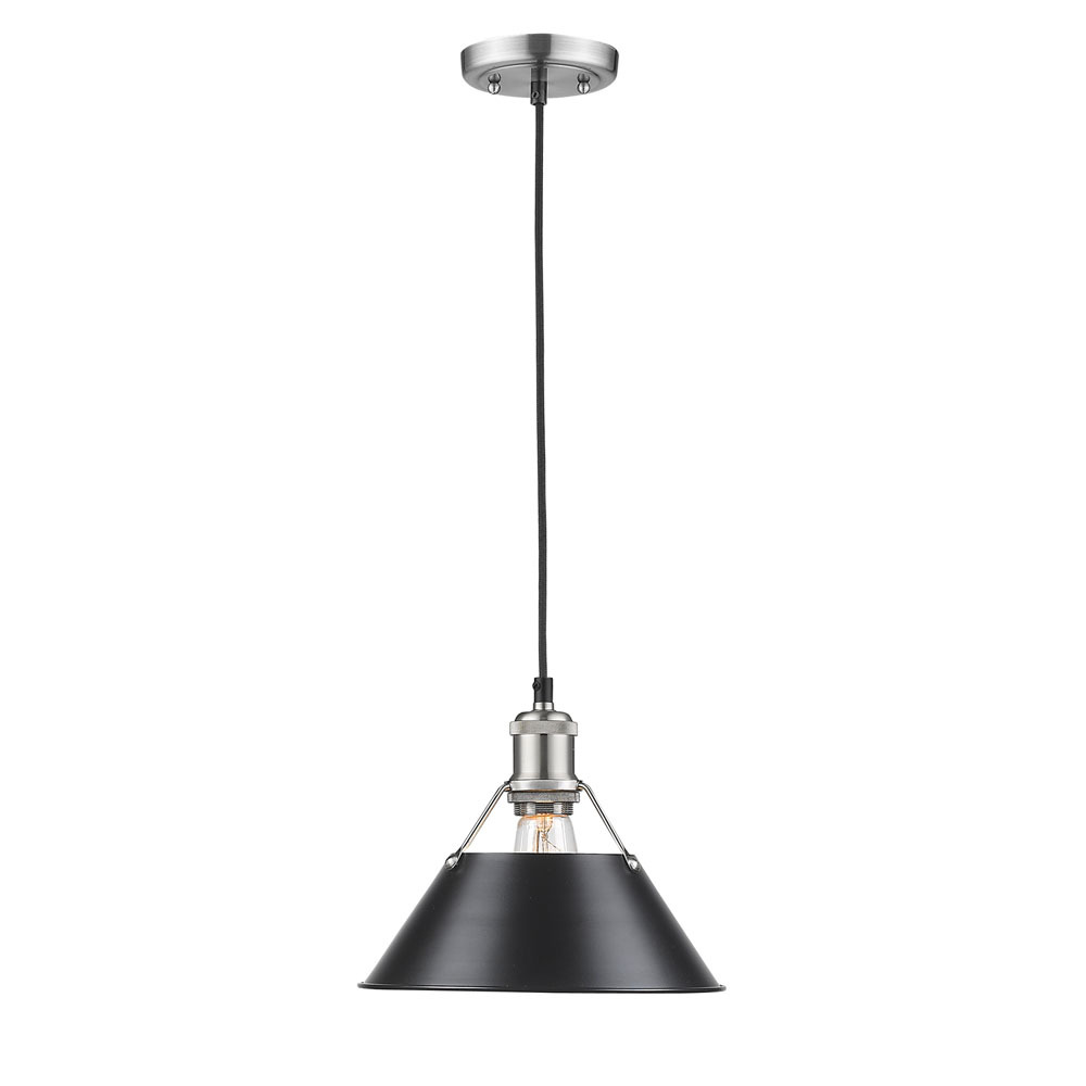 Orwell 10&#34; Wide Medium Pendant in Pewter with Matte Black