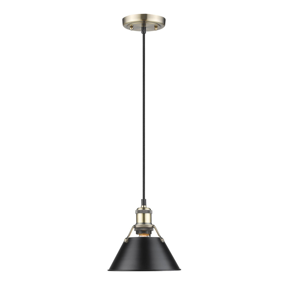 Orwell AB Small Pendant - 7&#34; in Aged Brass with Matte Black shade