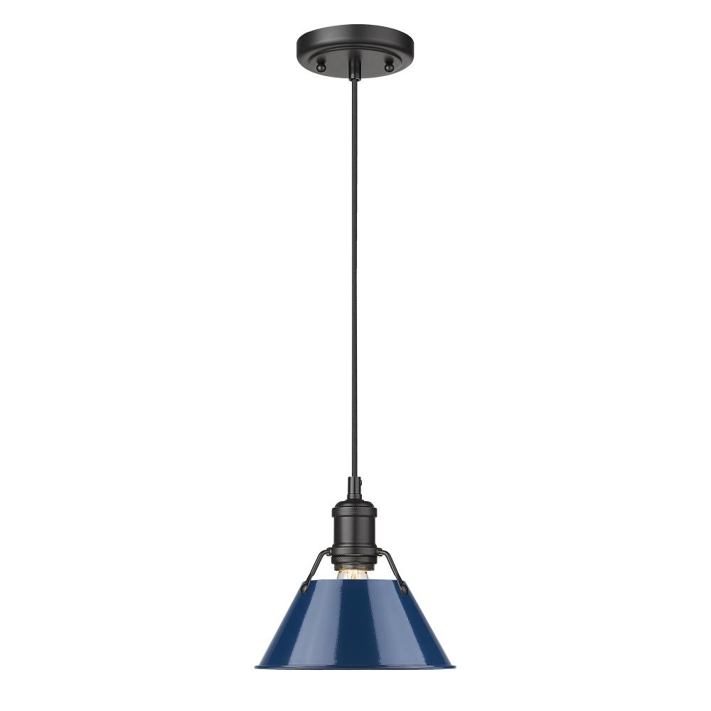 Orwell 7.5&#34; Wide Small Pendant in Matte Black with Matte Navy