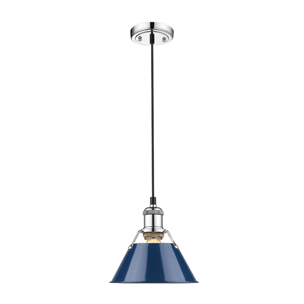 Orwell 7.5&#34; Wide Small Pendant in Chrome with Matte Navy