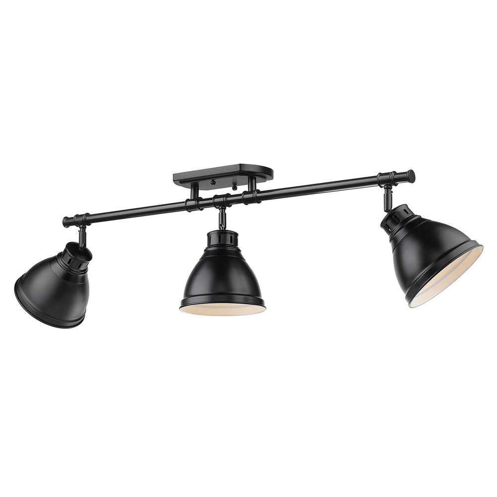 Duncan 3 Light Semi-Flush - Track Light in Matte Black with a Matte Black Shades