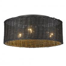 Golden Canada 1084-FM BLK-BW - Erma Flush Mount in Matte Black and Black Wicker