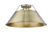 Golden Canada 3306-3FM AB-AB - Orwell 3-Light Flush Mount in Aged Brass