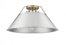 Golden Canada 3306-3FM AB-PW - Orwell 3-Light Flush Mount in Aged Brass with Pewter