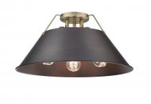 Golden Canada 3306-3FM AB-RBZ - Orwell 3-Light Flush Mount in Aged Brass with Rubbed Bronze