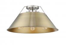 Golden Canada 3306-3FM PW-AB - Orwell 3-Light Flush Mount in Pewter with Aged Brass