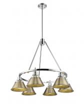 Golden Canada 3306-6 CH-AB - Orwell 6-Light Chandelier in Chrome with Aged Brass