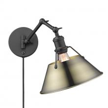 Golden Canada 3306-A1W BLK-AB - Orwell BLK 1 Light Articulating Wall Sconce in Matte Black with Aged Brass shade