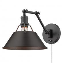 Golden Canada 3306-A1W BLK-RBZ - Orwell BLK 1 Light Articulating Wall Sconce in Matte Black with Rubbed Bronze shade