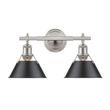 Golden Canada 3306-BA2 PW-BLK - Orwell 2-Light Vanity Light in Pewter with Matte Black