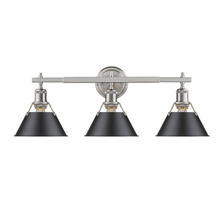 Golden Canada 3306-BA3 PW-BLK - Orwell 3-Light Vanity Light in Pewter with Matte Black