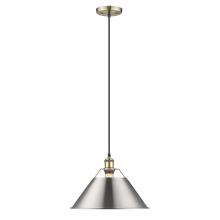 Golden Canada 3306-L AB-PW - Orwell AB Large Pendant - 14&#34; in Aged Brass with Pewter shade