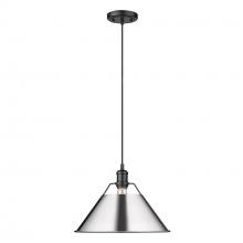 Golden Canada 3306-L BLK-CH - Orwell BLK Large Pendant - 14&#34; in Matte Black with Chrome shade