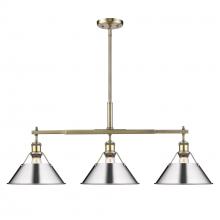 Golden Canada 3306-LP AB-CH - Orwell 3-Light Linear Pendant in Aged Brass with Chrome