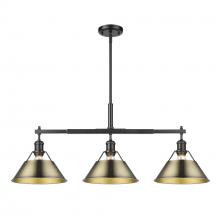 Golden Canada 3306-LP BLK-AB - Orwell 3-Light Linear Pendant in Matte Black with Aged Brass