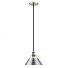 Golden Canada 3306-M AB-PW - Orwell AB Medium Pendant - 10" in Aged Brass with Pewter shade