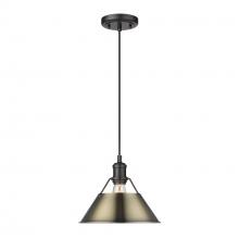 Golden Canada 3306-M BLK-AB - Orwell BLK Medium Pendant - 10" in Matte Black with Aged Brass shade