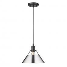 Golden Canada 3306-M BLK-CH - Orwell BLK Medium Pendant - 10" in Matte Black with Chrome shade