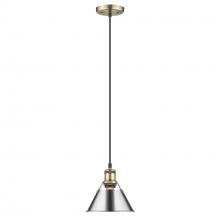 Golden Canada 3306-S AB-CH - Orwell AB Small Pendant - 7&#34; in Aged Brass with Chrome shade