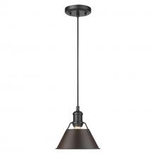 Golden Canada 3306-S BLK-RBZ - Orwell BLK Small Pendant - 7&#34; in Matte Black with Rubbed Bronze shade