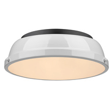 Golden Canada 3602-14 BLK-WH - Duncan 14" Flush Mount in Matte Black with a White Shade