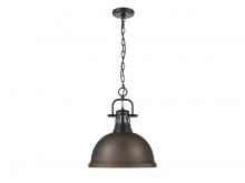 Golden Canada 3602-L BLK-RBZ - Duncan 1-Light Pendant with Chain in Matte Black with Rubbed Bronze