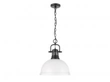 Golden Canada 3602-L BLK-WHT - Duncan 1-Light Pendant with Chain in Matte Black with Matte White