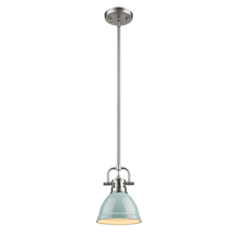 Golden Canada 3604-M1L PW-SF - Duncan Mini Pendant with Rod in Pewter with a Seafoam Shade