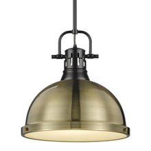 Golden Canada 3604-L BLK-AB - Duncan 1-Light Pendant with Rod in Matte Black with Aged Brass