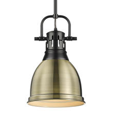 Golden Canada 3604-S BLK-AB - Duncan Small Pendant with Rod in Matte Black with Aged Brass