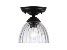 Golden Canada 6952-SF7 BLK-CLR - Audra 1-Light Semi-Flush in Matte Black with Clear Glass