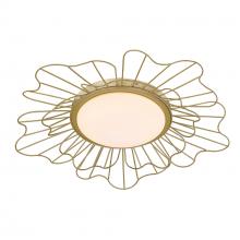 Golden Canada 9132-FM24 LOG-OP - Yasmin LOG Flush Mount - 24&#34; in Olympic Gold with Opal Glass Shade