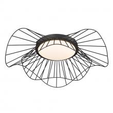 Golden Canada 9136-FM24 NB-OP - Elena Flush Mount - 24&#34; in Natural Black with Opal Glass Shade