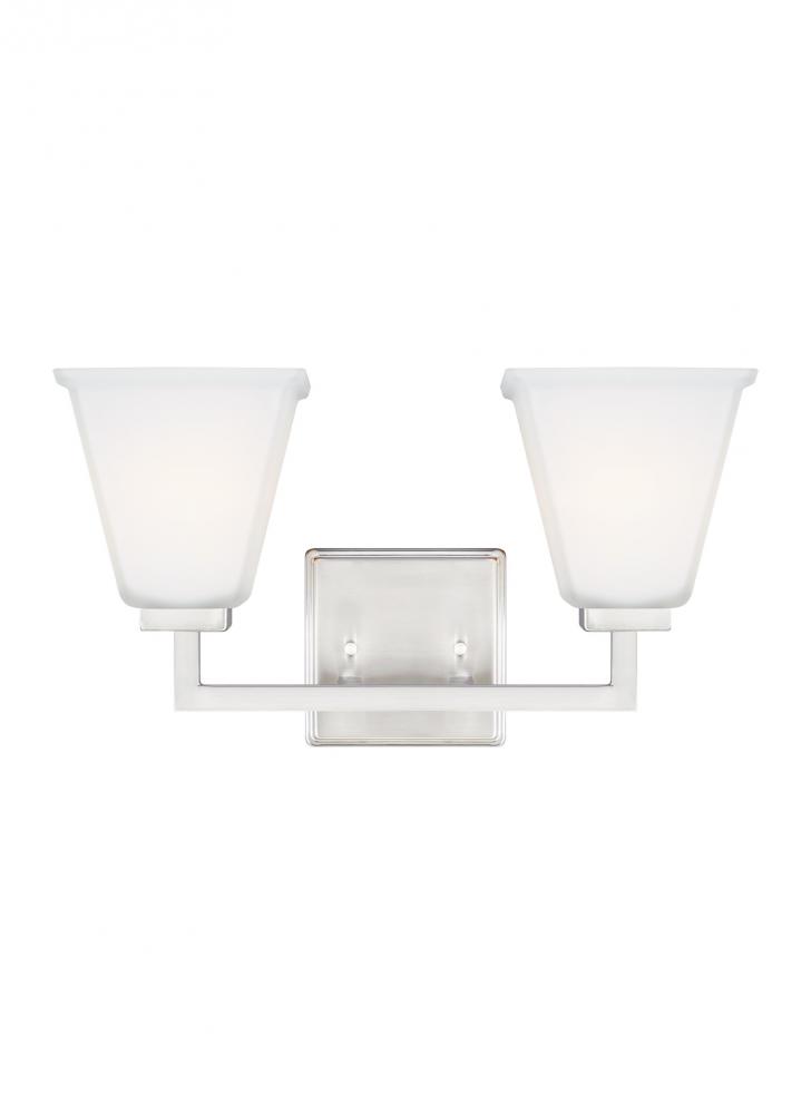 Ellis Harper transitional 2-light indoor dimmable bath vanity wall sconce in brushed nickel silver f