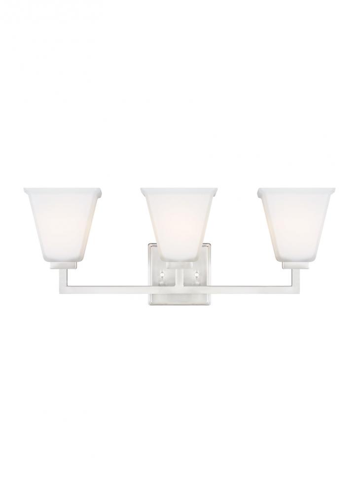 Ellis Harper transitional 3-light indoor dimmable bath vanity wall sconce in brushed nickel silver f