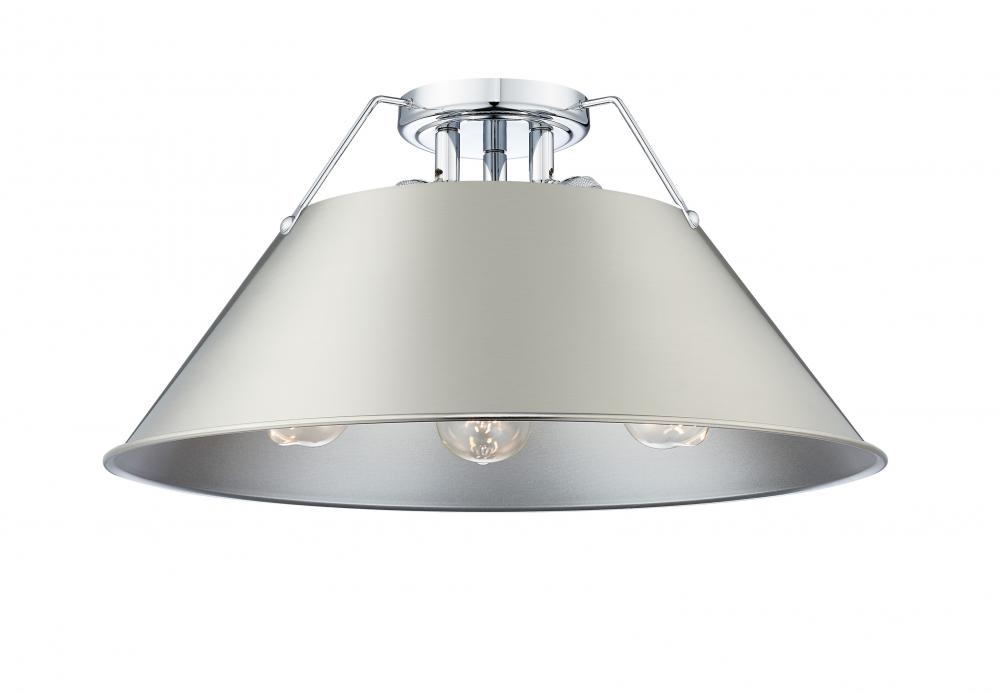 Orwell 3-Light Flush Mount in Chrome with Pewter