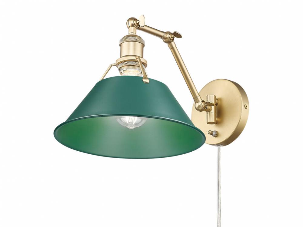 Orwell Articulating Wall Sconce in Brushed Champagne Bronze with Pine Green