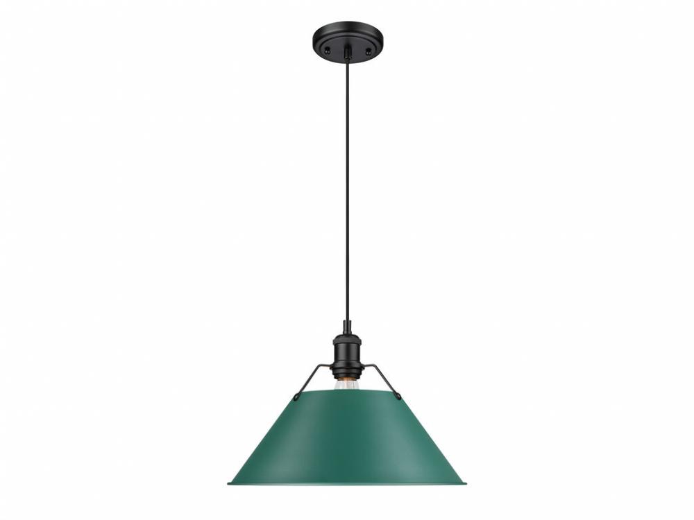 Orwell 14&#34; Wide Large Pendant in Matte Black with Pine Green