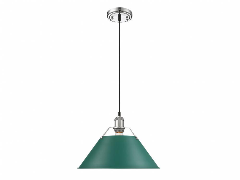 Orwell 14&#34; Wide Large Pendant in Chrome with Pine Green