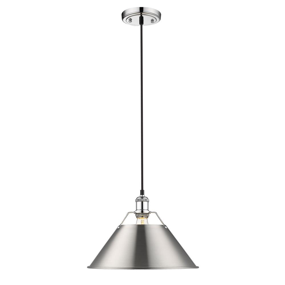 Orwell CH Large Pendant - 14&#34; in Chrome with Pewter shade