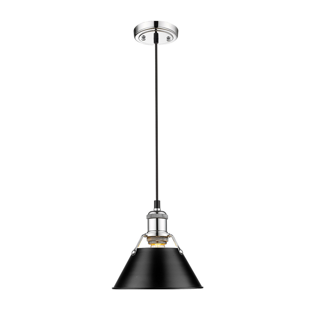 Orwell CH Small Pendant - 7&#34; in Chrome with Matte Black shade