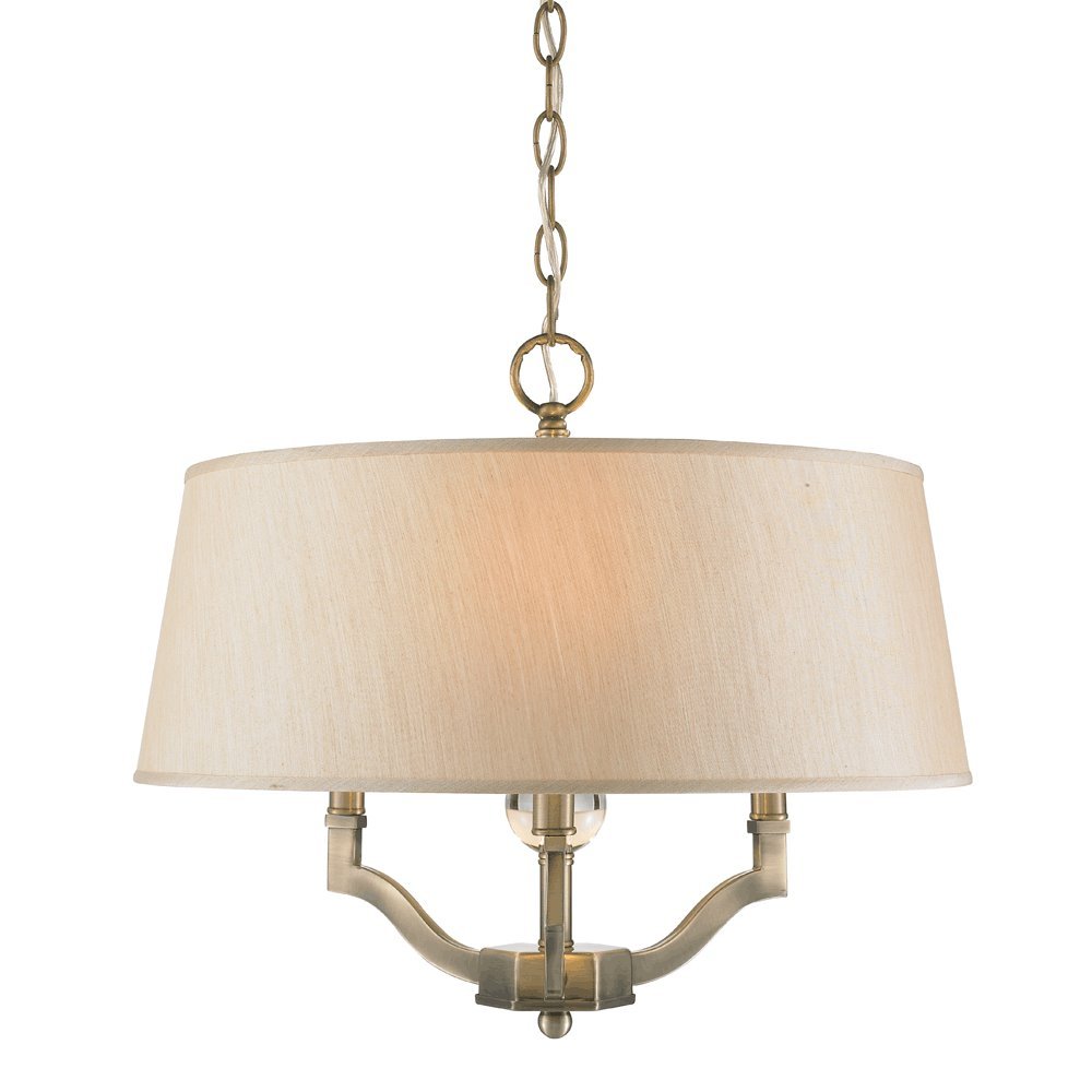 Waverly Semi-Flush (Convertible) in Aged Brass with Silken Parchment Shade