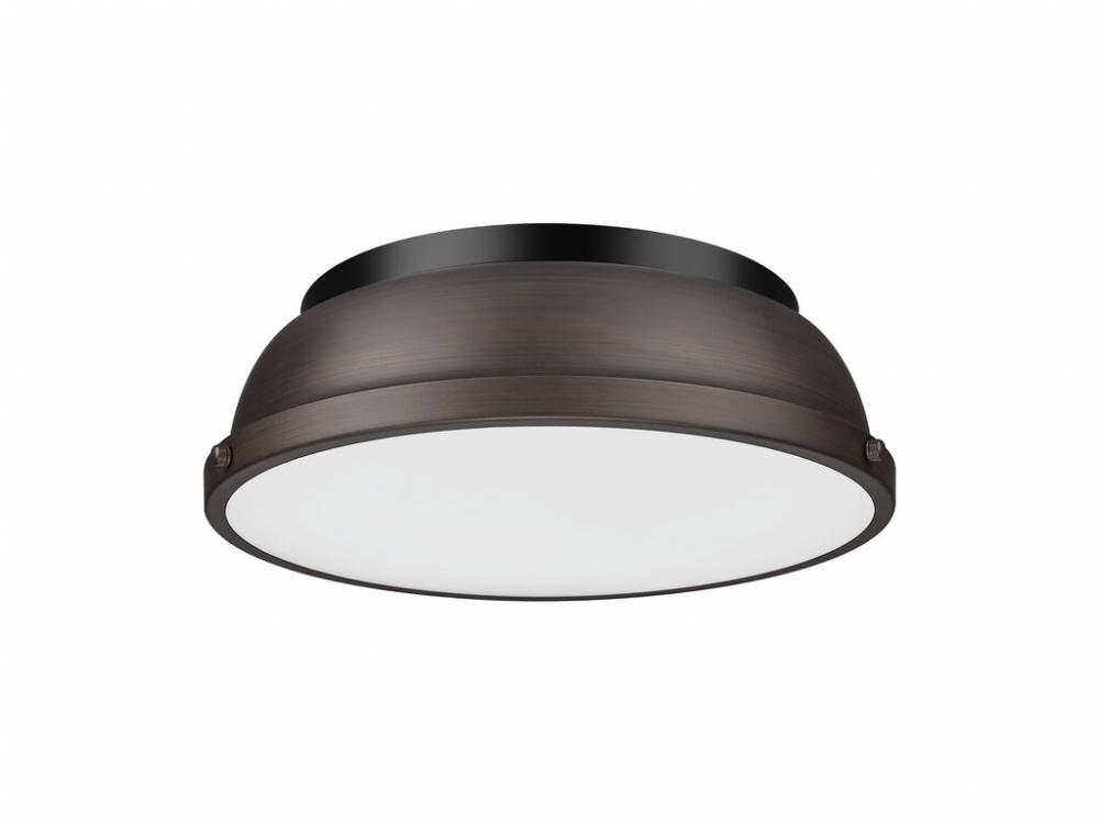 Duncan 14&#34; Flush Mount in Matte Black with Rubbed Bronze