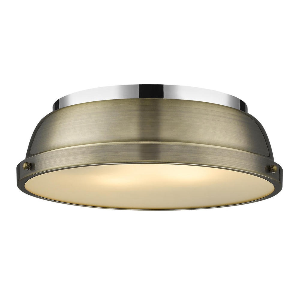 Duncan 14&#34; Flush Mount in Chrome with Aged Brass