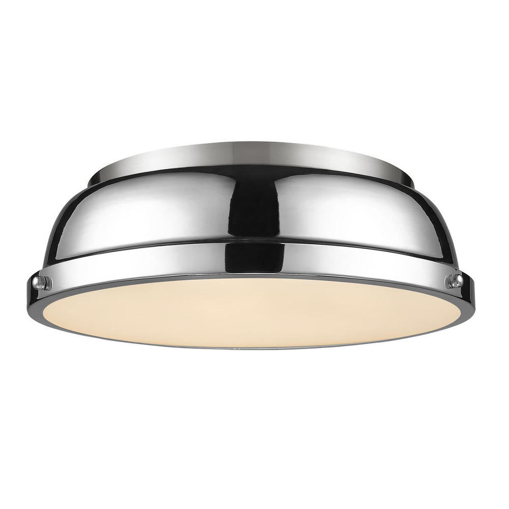 Duncan 14&#34; Flush Mount in Pewter with Chrome