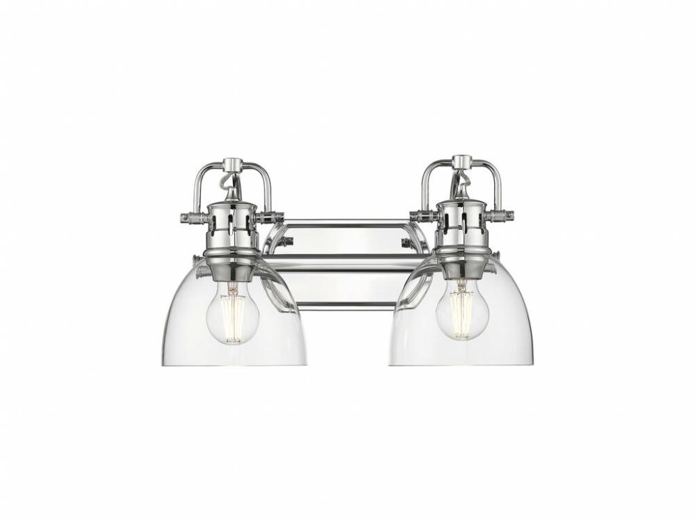 Duncan 2-Light Bath Vanity in Chrome with Clear Glass