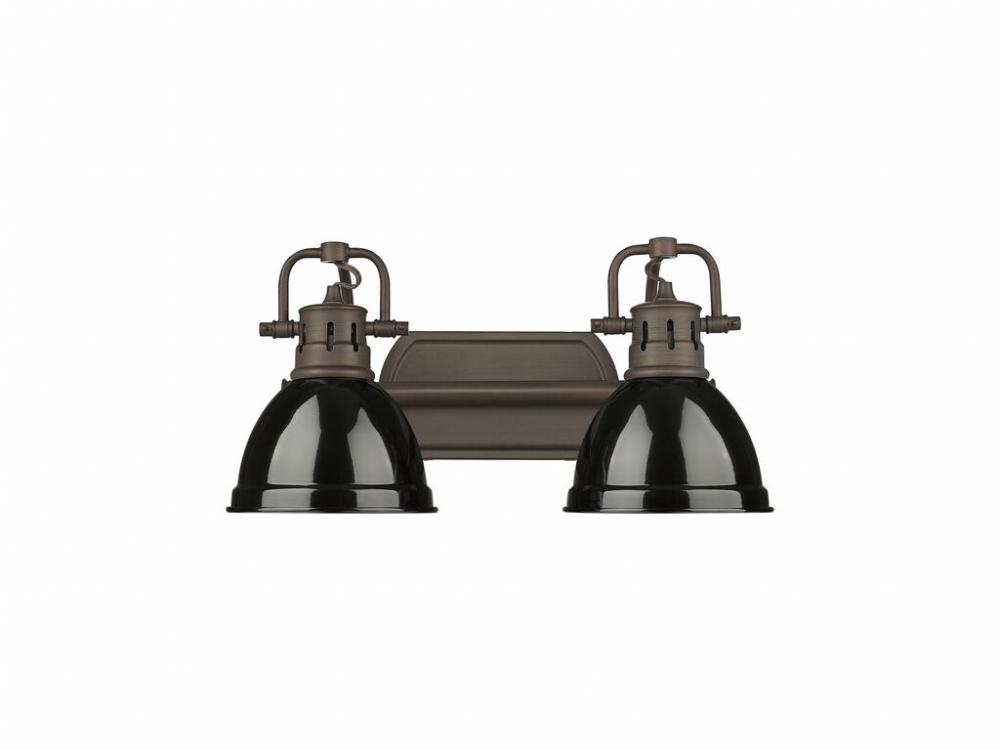 Duncan 2-Light Bath Vanity in Rubbed Bronze with Black