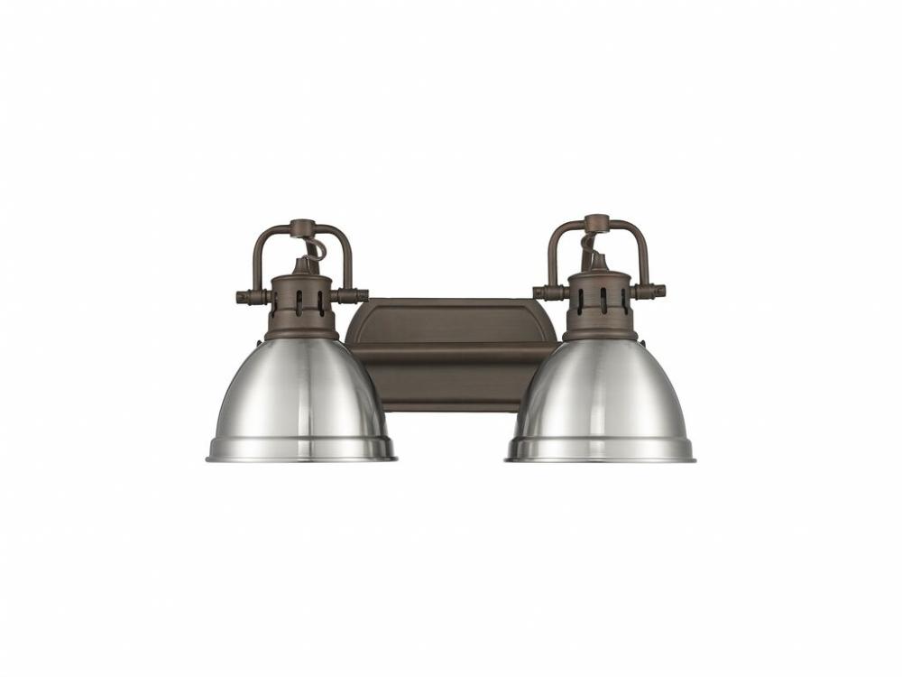 Duncan 2-Light Bath Vanity in Rubbed Bronze with Pewter