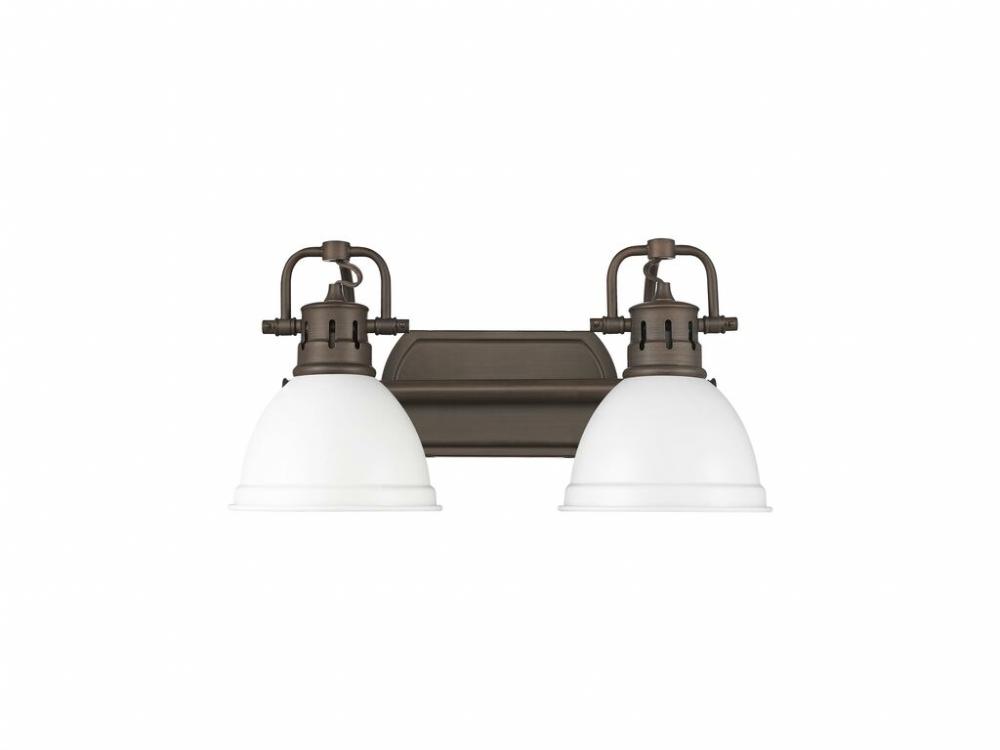 Duncan 2-Light Bath Vanity in Rubbed Bronze with Matte White